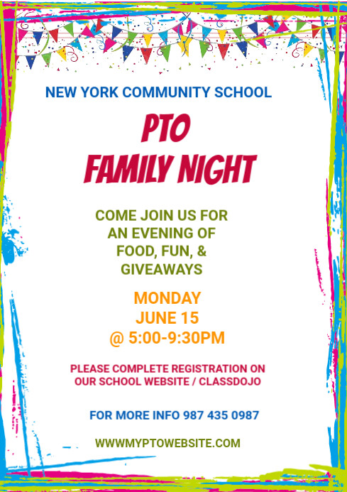 White Maximalist Pto Family Night A4 template