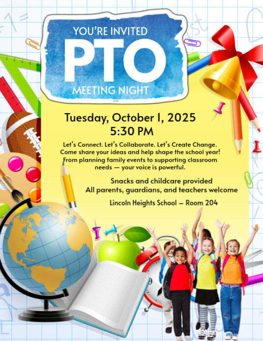 White Maximalist Pto Meeting Flyer  Flyer (us Letter) template