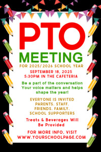 White Maximalist Pto Pta Meeting Informational Flyer Poster template