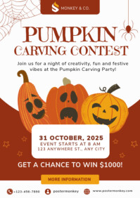White Maximalist Pumpkin Carving Contest A2 template