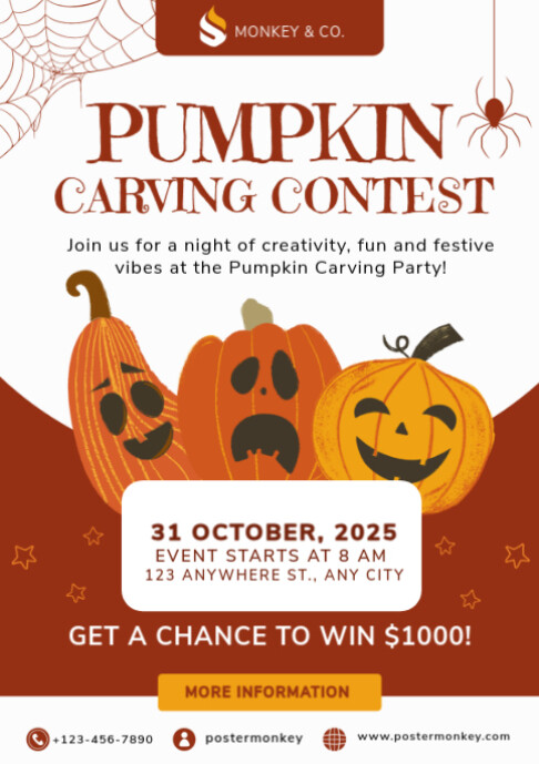 White Maximalist Pumpkin Carving Contest A2 template