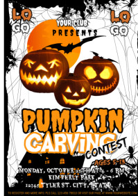 White Maximalist Pumpkin Carving Contest A4 template