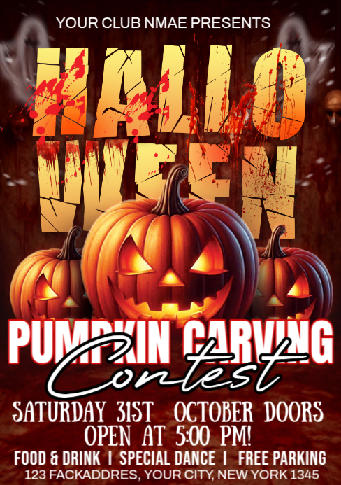 White Maximalist Pumpkin Carving Contest A5 template
