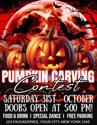 White Maximalist Pumpkin Carving Contest Flyer (us Letter) Iflaya (Incwadi ye-US) template