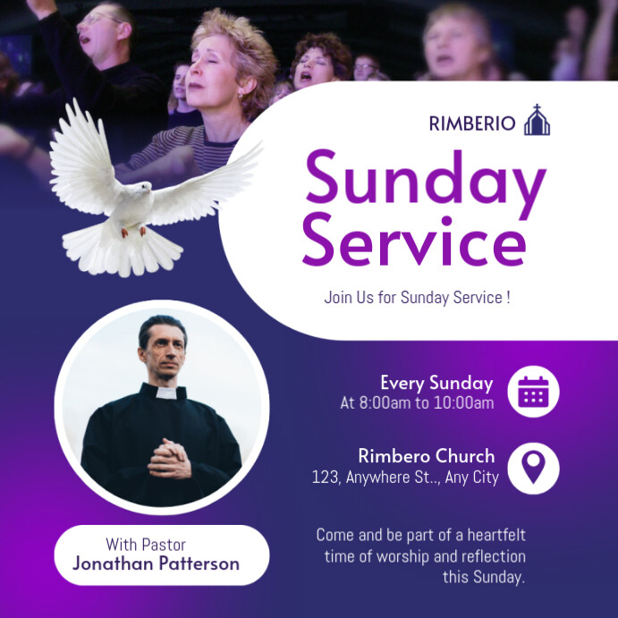 Whitw Sunday White Maximalist Purple And White Sunday Service Instagram Post ...