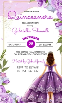 White Maximalist Quinceanera Birthday Invitation Template Design Us Legal Umthetho we-US