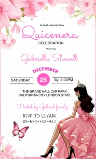 White Maximalist Quinceanera Birthday Invitation Template Us Legal