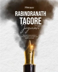 White Maximalist Rabindranath Tagore Jayanti  Instagram Portrait template