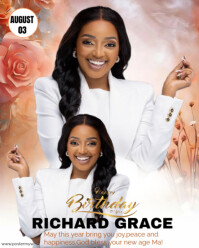 White Maximalist Radiant In White:a Blooming Birthday Shine  Instagram Portrait template