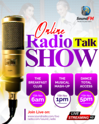 White Maximalist Radio Fm Talk Show Broadcast Program On Air Live Guest Interview Presenter Online A Instagram Portrait template