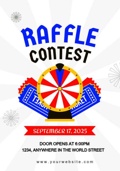 White Maximalist Raffle Contest  A4 template
