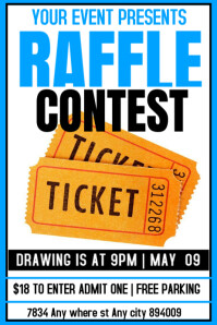 White Maximalist Raffle Contest Poster Poster template