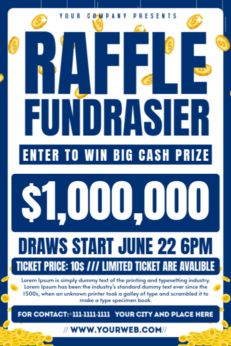 White Maximalist Raffle Fundrasier | Raffle Ticket | Raffle Contast Poster โปสเตอร์ template