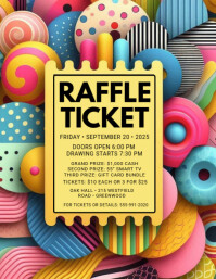 White Maximalist Raffle  Ticket  Flyer (us Letter) template