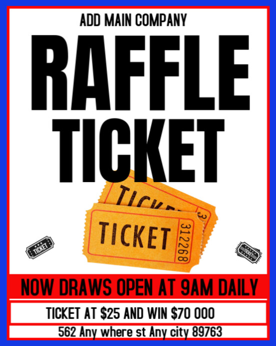 White Maximalist Raffle Ticket Poster Instagram Portrait Template ...