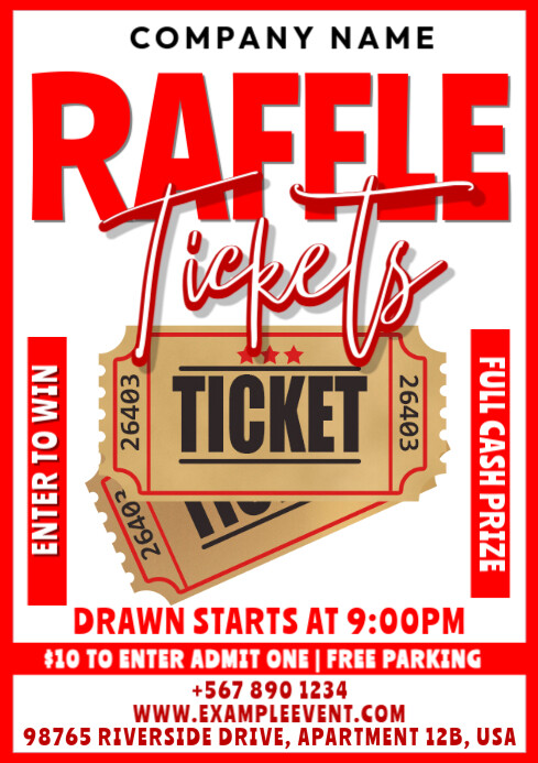 White Maximalist Raffle Tickets A1 template
