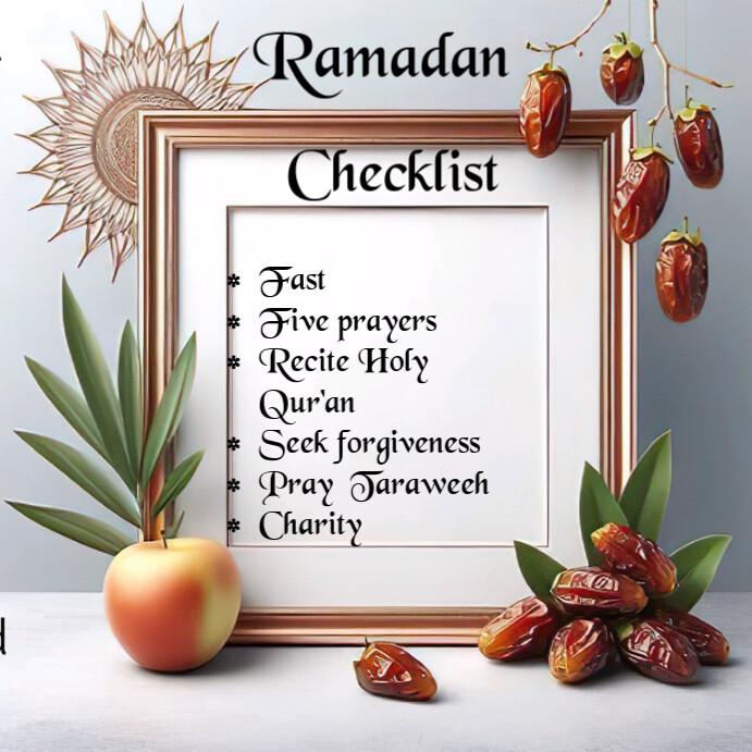 White Maximalist Ramadan Check List  Instagram Post template