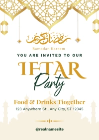 White Maximalist Ramadan Iftar Party Invitation A2 template