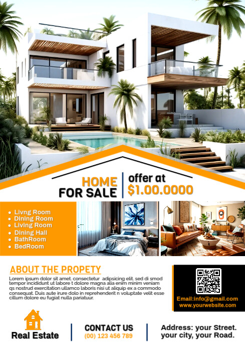 Copy of White Maximalist Real Estate Flyer A4 | PosterMyWall