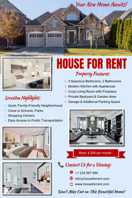 Copy of White Maximalist Real Estate House For Rent Ad Poster ...