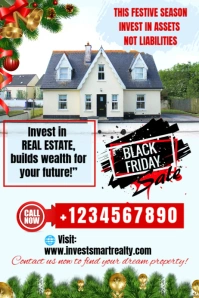 White Maximalist Real Este End Year Sale Ad Banner 4' × 6' template