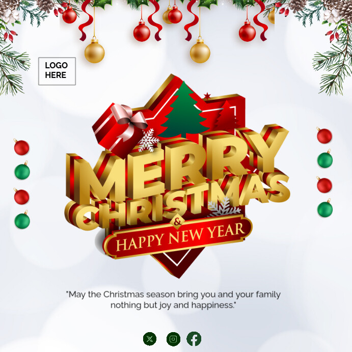 White Maximalist Red And White Merry Christmas Instagram Post Template ...