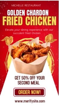 White Maximalist Red And Yellow Fried Chicken Restaurant  Instagram Reel template
