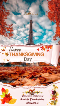 White Maximalist Red Autumn Thanksgiving  Instagram Story template