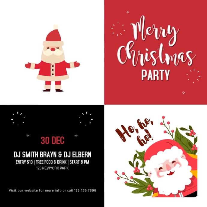 White Maximalist Red Black Christmas Party Invitation Instagram Post ...