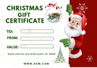 White Maximalist Red Green Minimalist Christmas Gift Certificate Postcard 明信片 template