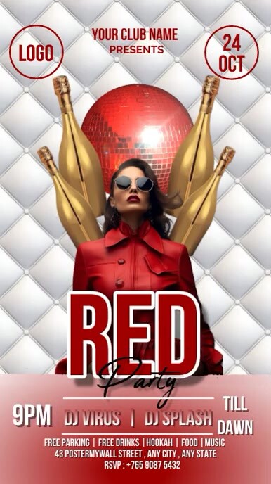 White Maximalist Red Party  Digital Display ( template