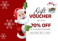 White Maximalist Red Santa Gift Voucher Certificate Postcard Poskaart template