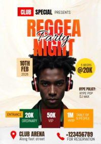 White Maximalist Reggea Night Event Poster A3 template