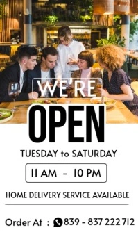 White Maximalist Restaurants Open Time Instagram Story template