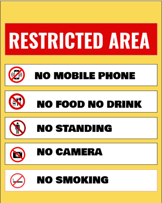 Visual Restricted Area White Maximalist Restricted Area Warning Sign- Clear Visual Safety ...