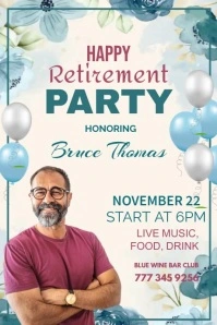 White Maximalist Retirement Party Poster Póster template