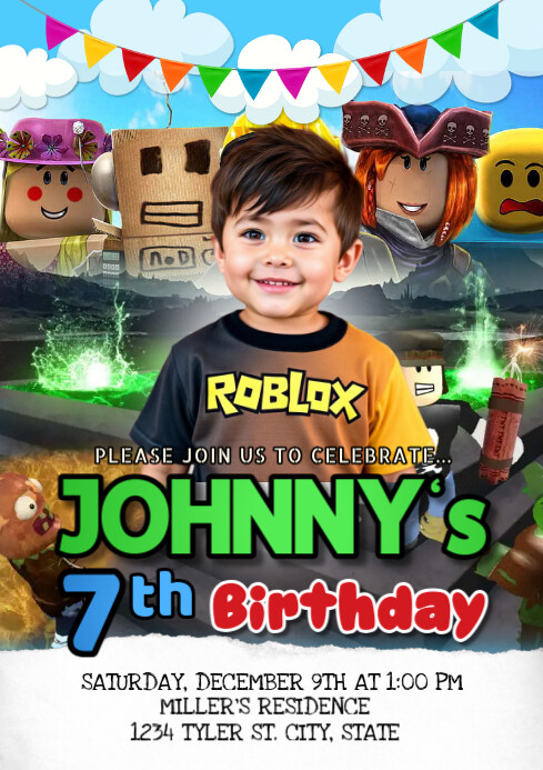 Copy of White Maximalist Roblox Birthday A4 | PosterMyWall