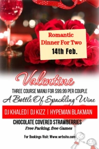 White Maximalist Romantic Valentine’s Dinner Booking Flyer – Perfect For Restaurants & Cafés Tumblr template