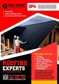 White Maximalist Roofing Flyer A6 template