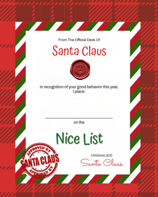 White Maximalist Santa Clause Nice List Instagram Portrait Template ...