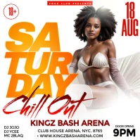 White Maximalist Saturday Night Party Flyer Instagram Post template
