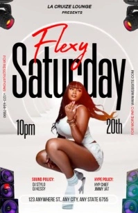 White Maximalist Saturday Night Party  Half Page Wide template