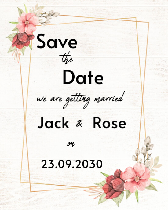White Maximalist Save The Date Instagram Portrait template