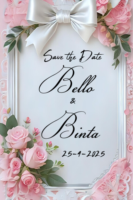 White Maximalist Save The Date  Pinterest Graphic template
