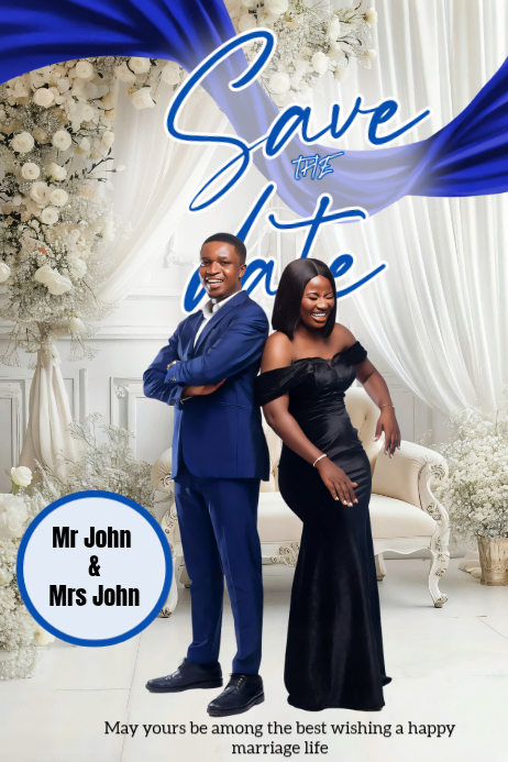White Save The Date Posters Template | PosterMyWall