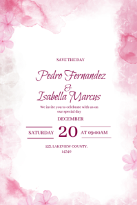 White Maximalist Save The Date Wedding Invitation Cards  Poster Plakat template