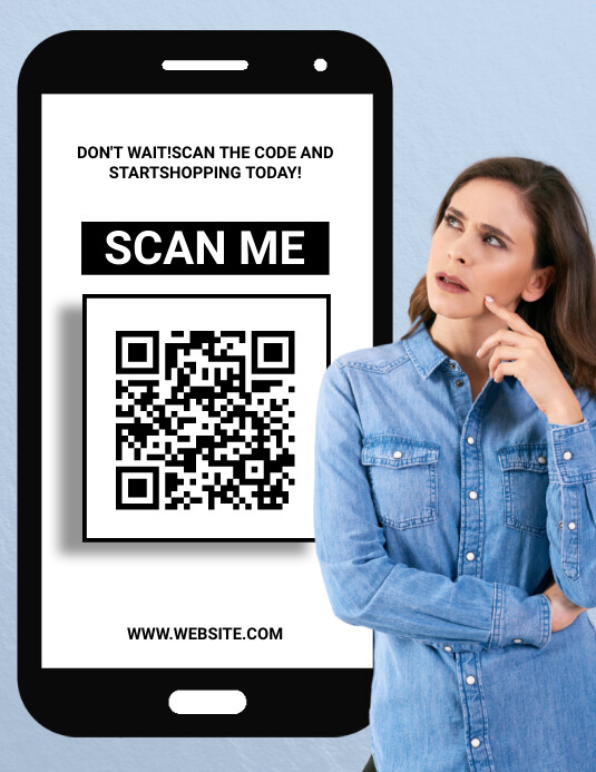 White Maximalist Scan Me Flyer (us Letter) 传单(美国信函) template