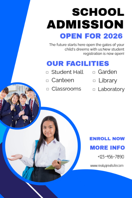 White Maximalist School Admissions Open Now Welcome To New Classes 2026 Poster template