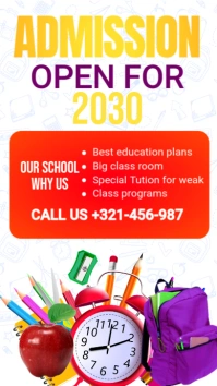 White Maximalist School Announcement Design Digital Display (9:16) template