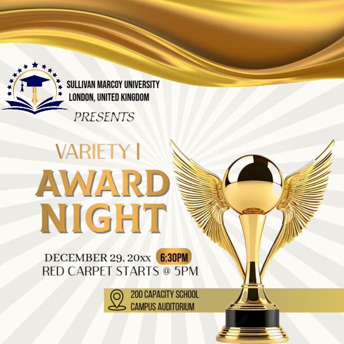 White Maximalist School Award Night Poster Invitation Instagram Post ...